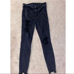 american eagle high rise black jean